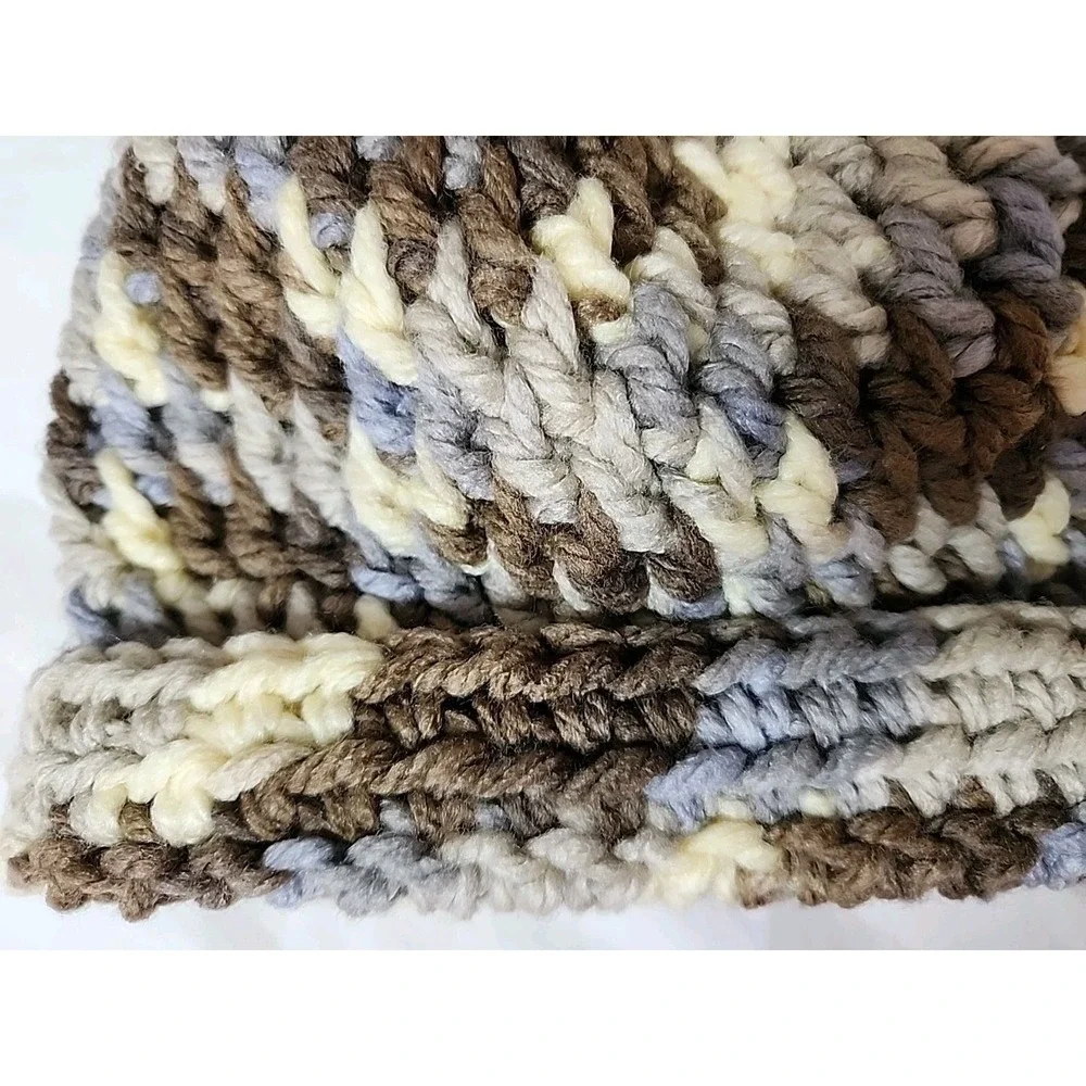 NWOT 2 Hand-Knit Beanies Warm Colors Cotton-Wool Acrylic Blends Cottagecore Cozy